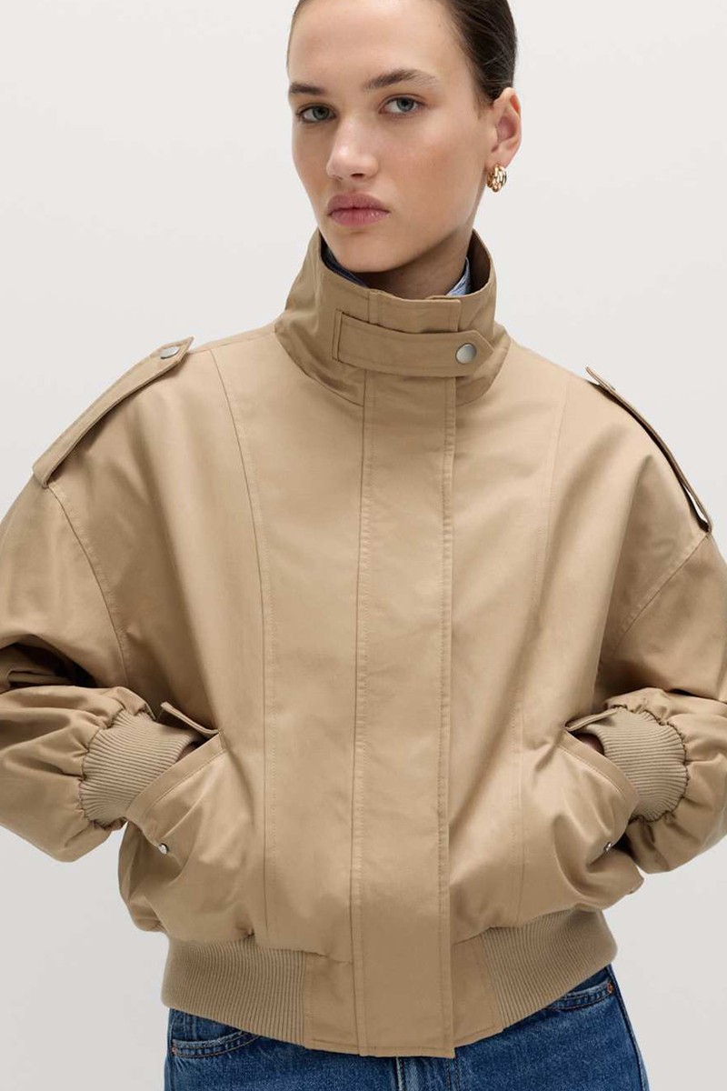 Cotton Rich Satin Look Bomber Jacket