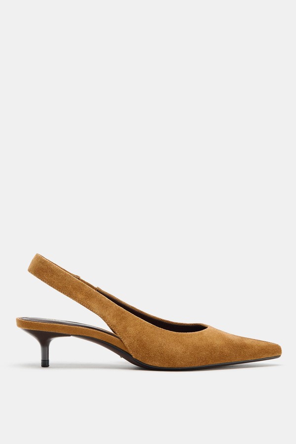 Split Suede Slingback Shoes