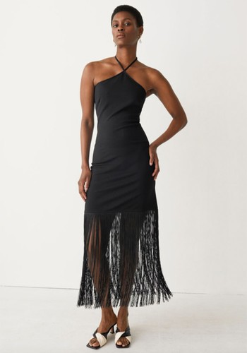 Rent Fringed Halterneck Midi Dress from & Other Stories