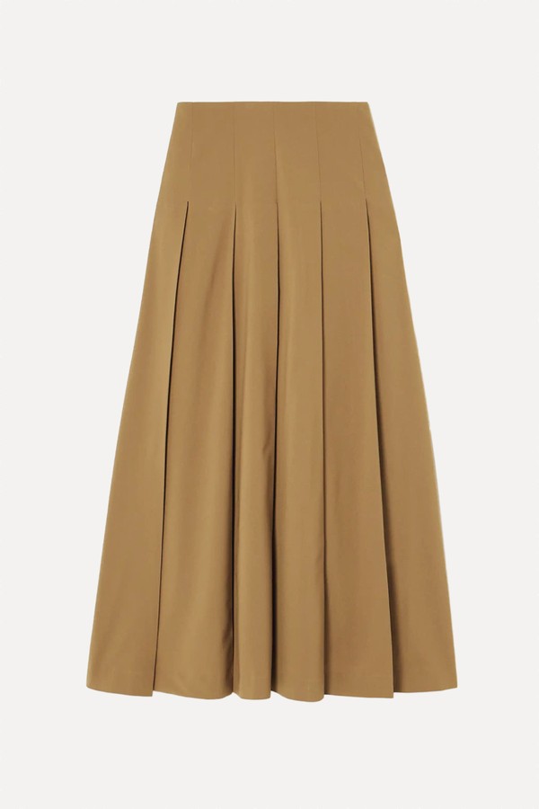 Pleated Wool-Blend Twill Midi Skirt  from  Róhe