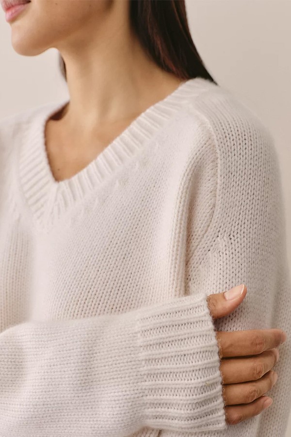 Luxury Cashmere V-Neck Boxy Jumper from The White Company