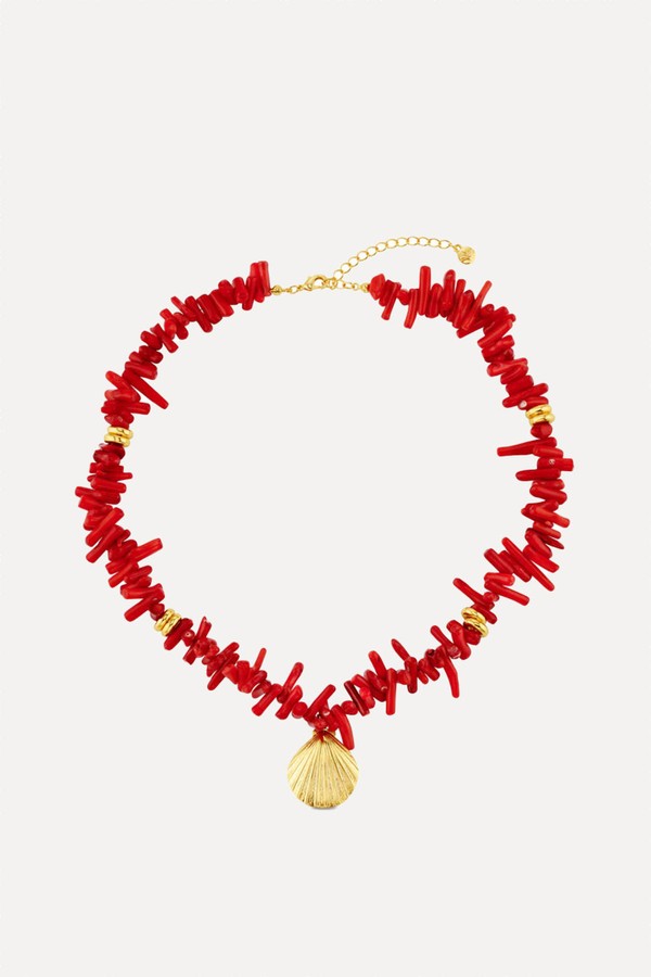 Coral Chip & Shell Necklace from Orelia