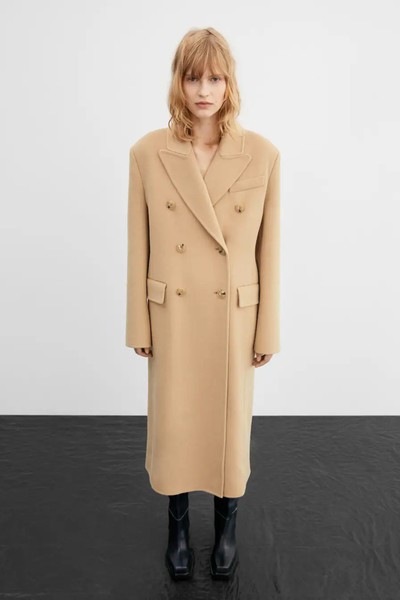 Double-Breasted Virgin Wool Coat 