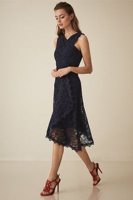 Rayna Wrap Front Lace Dress