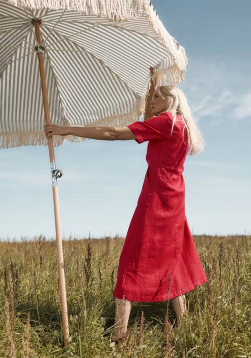 Grass Wave Linen Midi Dress*