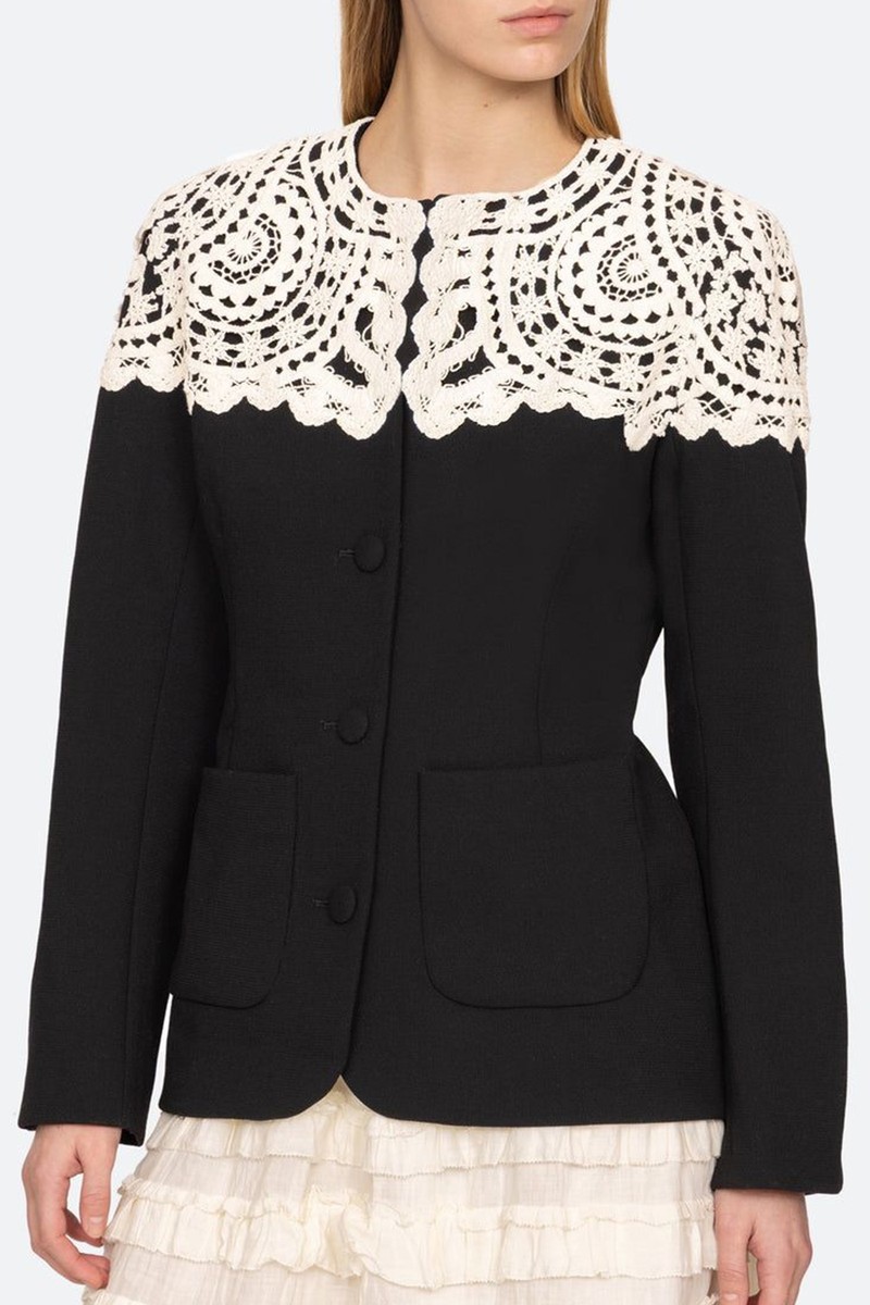 Nara Crochet-Detailed Wool Jacket from Sea