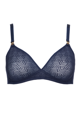 The Easy Does It Bralette In Sheer Deco Navy