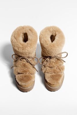 Lace-Up Faux-Fur Boots from Oysho