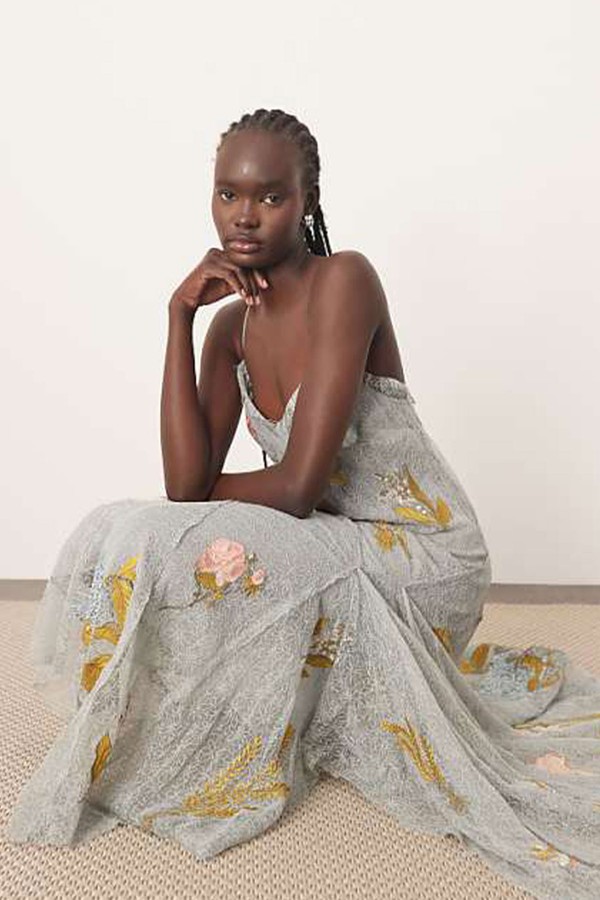 Embroidered Floral Lace Maxi Dress from Arrange