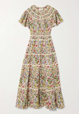 The Storyteller Tiered Floral-Print Cotton Dress from The Great