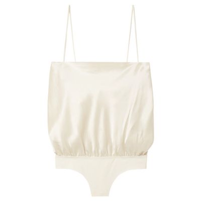 Silk-Charmeuse Thong Bodysuit from Alix