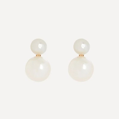 14ct Gold Pearl Sweetheart Stud Earrings from Satomi Kawakita