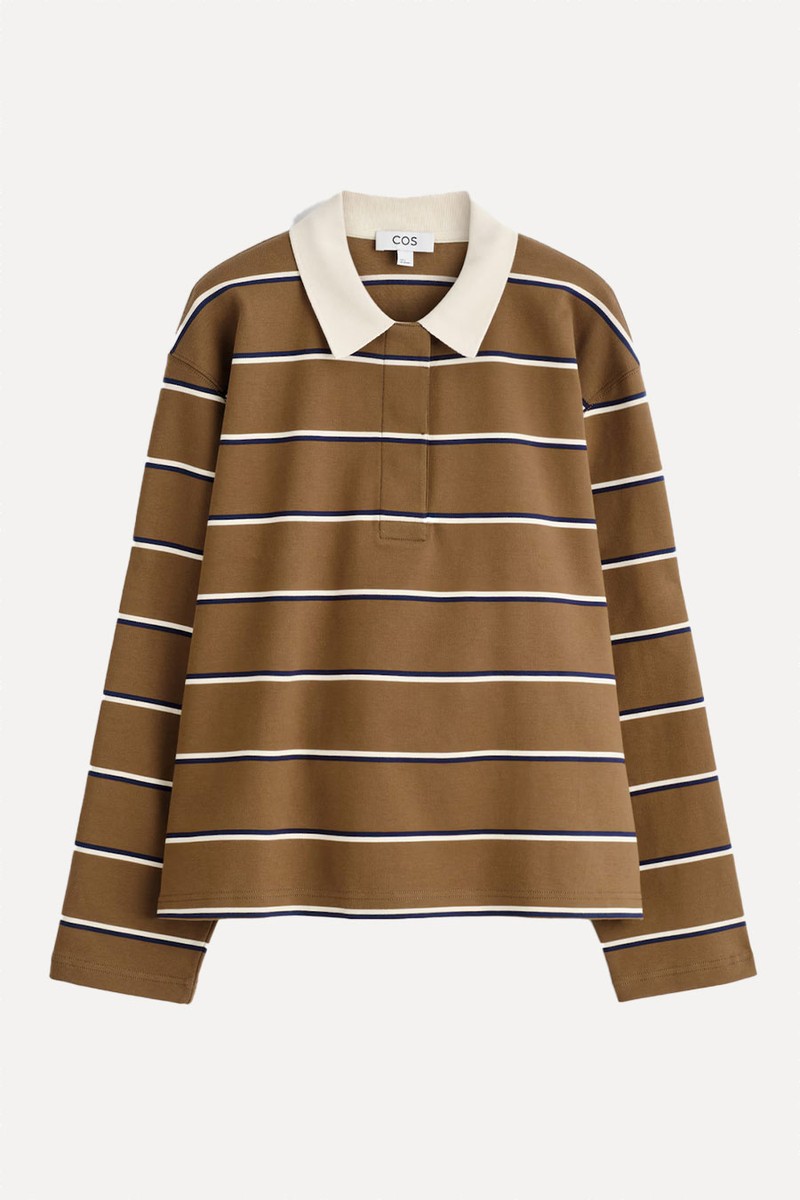 Striped Long-Sleeved Polo Shirt