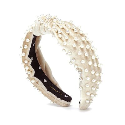 Velvet Faux Pearl Headband from Lele Sadoughi