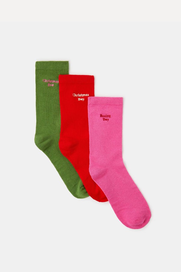 Pack Of 3 Cotton Blend Christmas Socks In A Box
