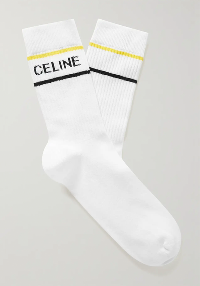 Striped Cotton-Blend Socks from Celine