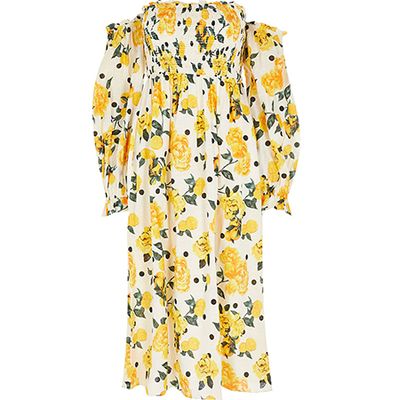 Floral Shirred Bardot Midi Dress from River Island