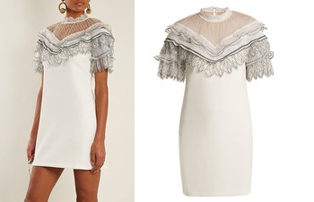 Lace-Trimmed Short-Sleeved Cady Dress