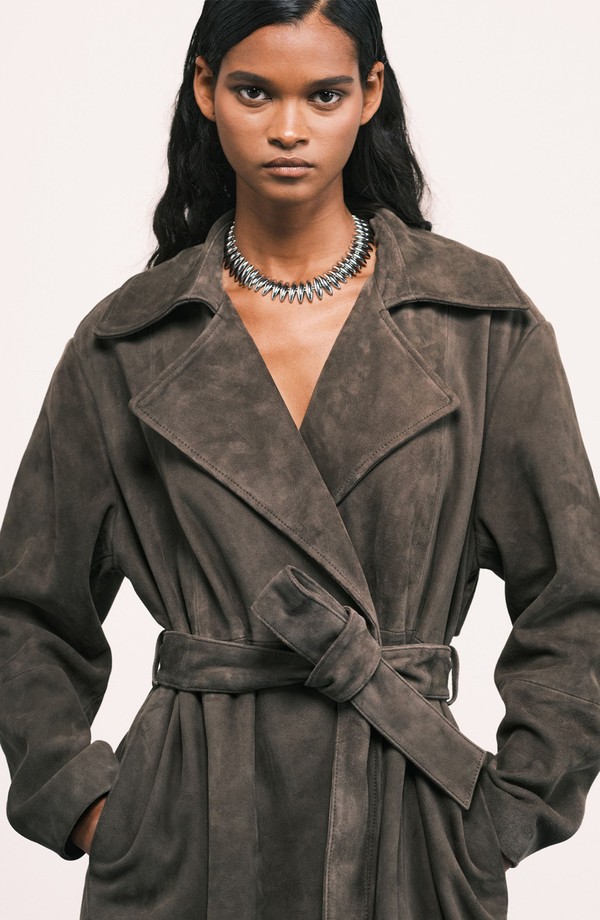 Premium Suede Trench Coat from ASOS DESIGN