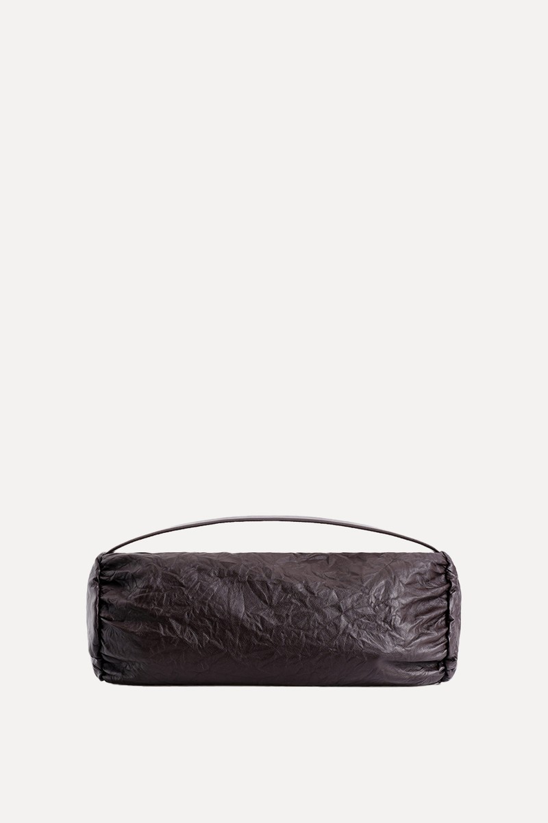 Cylinder Textured-Leather Clutch Bag