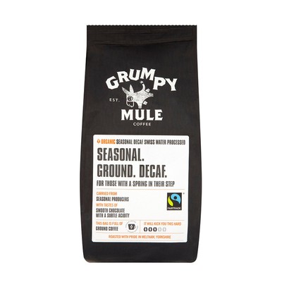 Organic Seasonal Swiss Water Decaff Ground Coffee from Grumpy Mule 