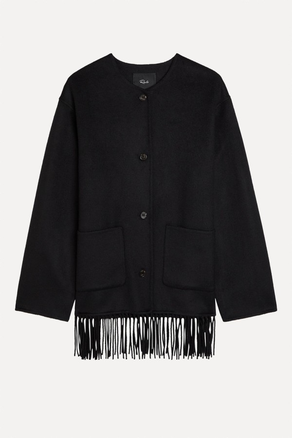 Fringed Hem Wool-Blend Jacket Rails from Tmoko 