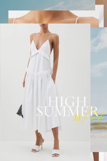 Andrina Ruffled Washed-Cotton Midi Slip Dress from Khaite