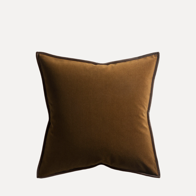 Merino Velvet Cushion With Leather Trim from De Le Cuona