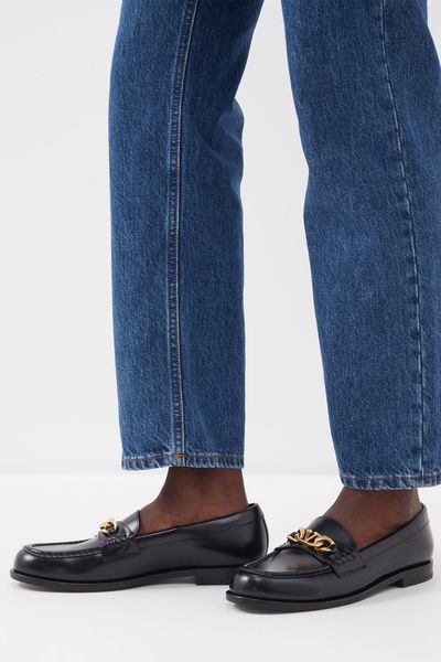 V-Logo Chain Leather Loafers from Valentino Garavani