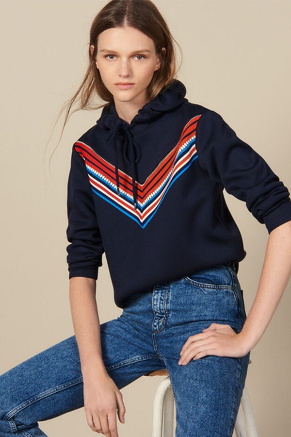 Sweatshirt with Striped Trim