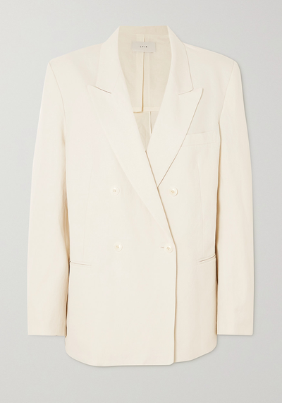 Double-Breasted Cotton & Linen-Blend Blazer from LVIR