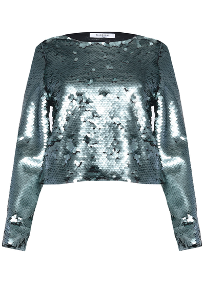 Mint Matt Sequin Long Sleeve Top from Glamorous