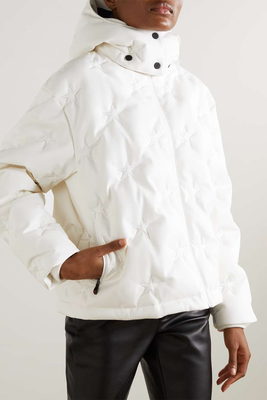 Supernova Hooded Embroidered Quilted Down Ski Jacket from Perfect Moment