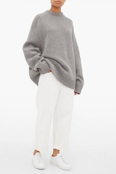 Crew-Neck Basket Weave Wool Sweater from Raey