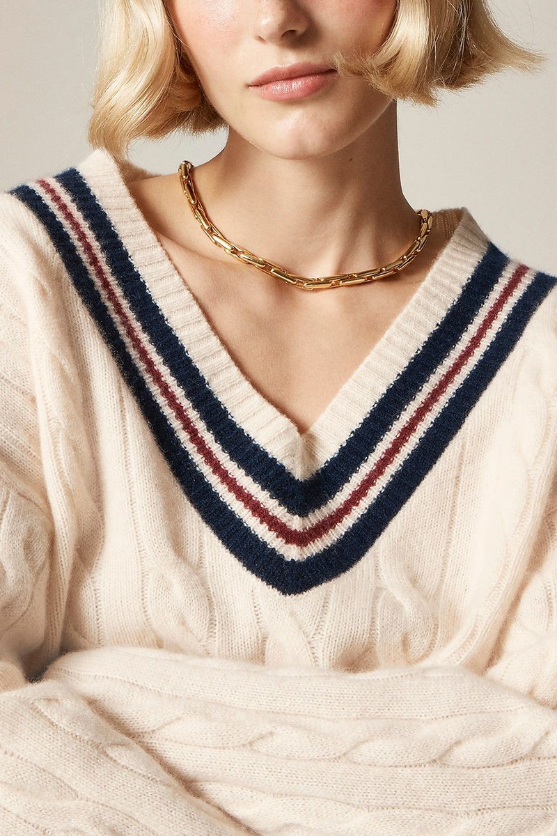 Cashmere Cable-Knit Cricket Sweater from J.Crew
