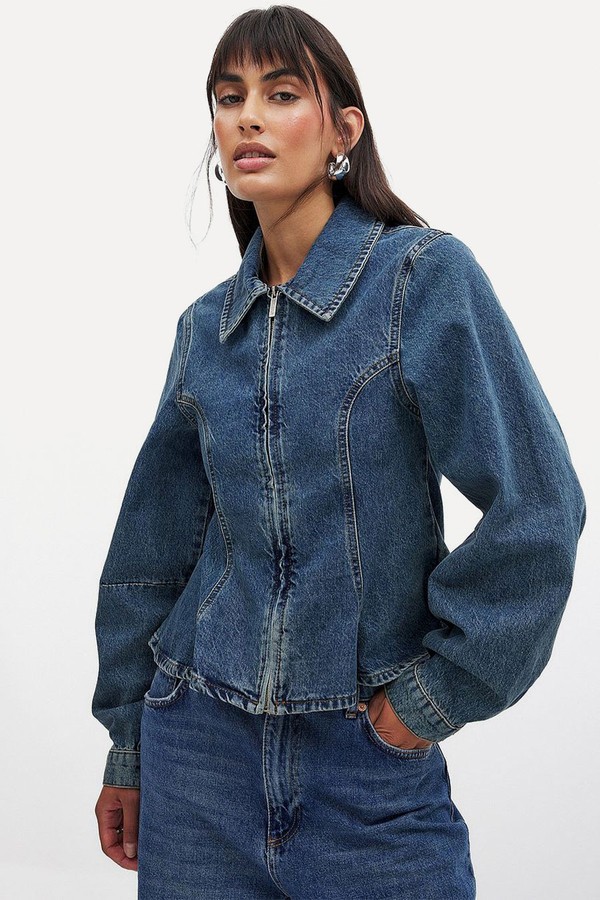 Marked Waist Denim Jacket from NA-KD
