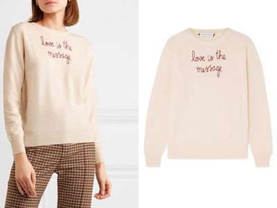 Love Is The Message Embroidered Cashmere Sweater from Lingua Franca