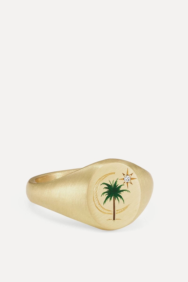 Palm & Moon Ring
