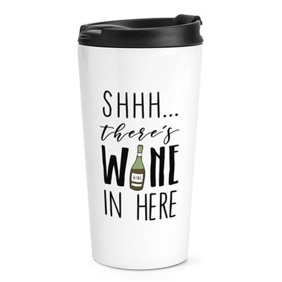 Shhh There's Wine In Here White Travel Mug Cup from Gift Base