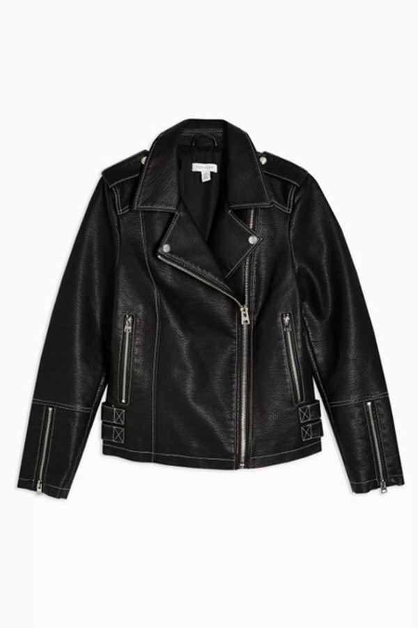 Faux Leather PU Stitched Jacket
