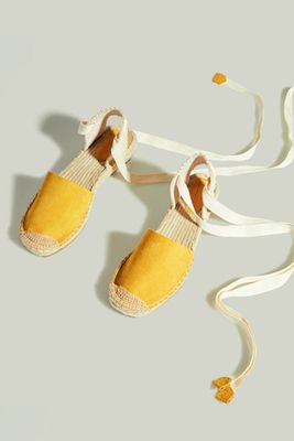 Mid Height Wedge Espadrilles With Tie Up Fastening