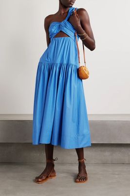 Aubrey One-Shoulder Cutout Tiered Cotton-Poplin Midi Dress from A.L.C