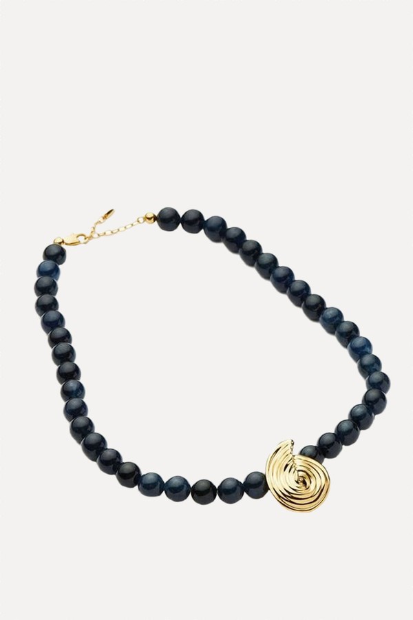 Spiral Gemstone Beaded Pendant Necklace