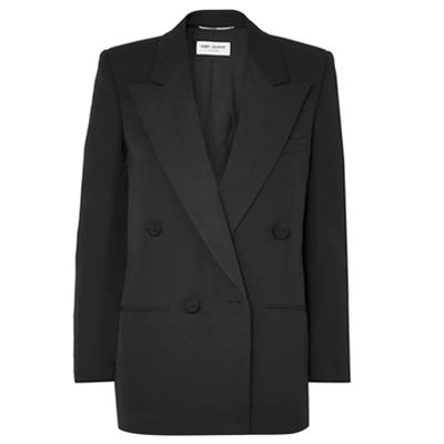 Double-Breasted Satin-Trimmed Wool Blazer from Saint Laurent