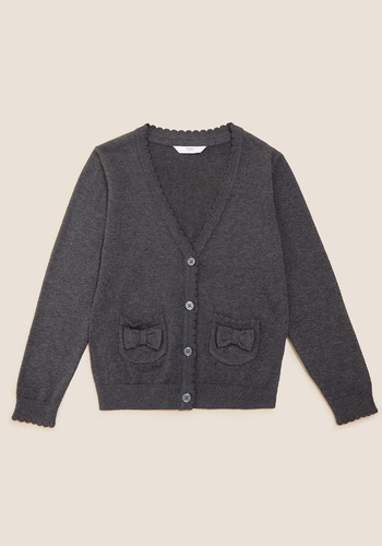 Pure Cotton Bow Pocket School Cardigan 