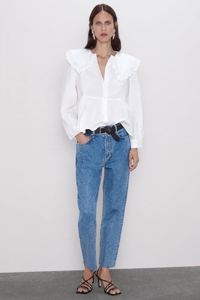 Poplin Blouse With Peter Pan Collar from Zara