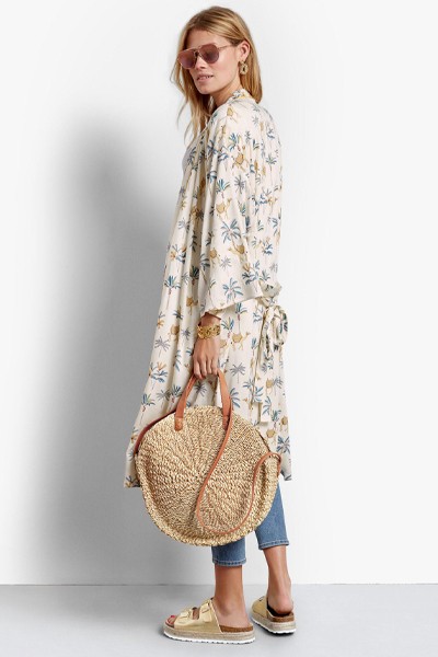 Piped Printed Kimono