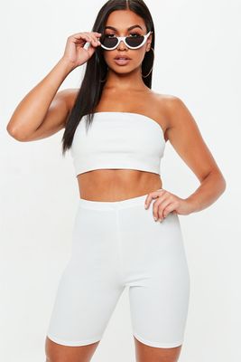 White Cycling Shorts Co-ord from Missguided