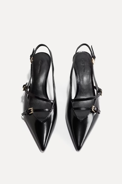 Leather Slingback Court Shoes