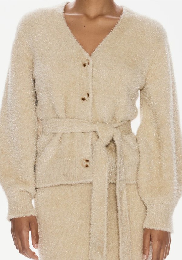 Cardigan With Metallised Yarn Blend